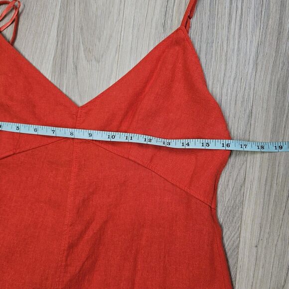 Zara Womens Dress Burnt Orange Midi Strappy Size Medium  Linen - Picture 4 of 9